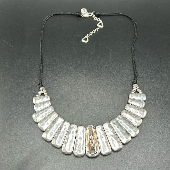 BOGO Free Jewelry...Bella Uno Silver Tone Pendant Statement Corded Necklace - Picture 1 of 9